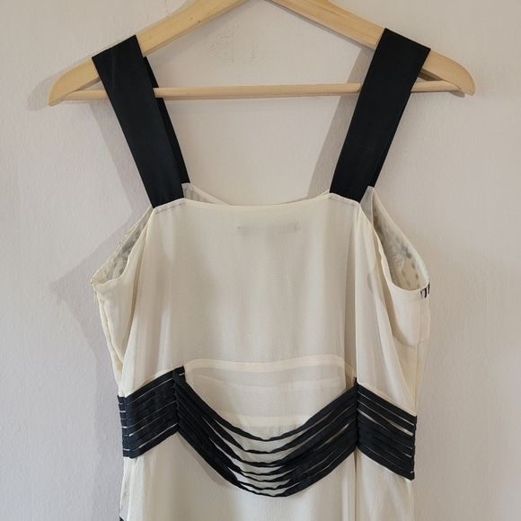 MARC JACOBS White Black Embroidered Silk A-Line Dress 4 Cocktail Formal Designer - Picture 6 of 10